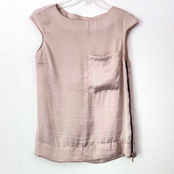 Zara Silky Exposed Contrast Side Zipper Top - Picture 1 of 5
